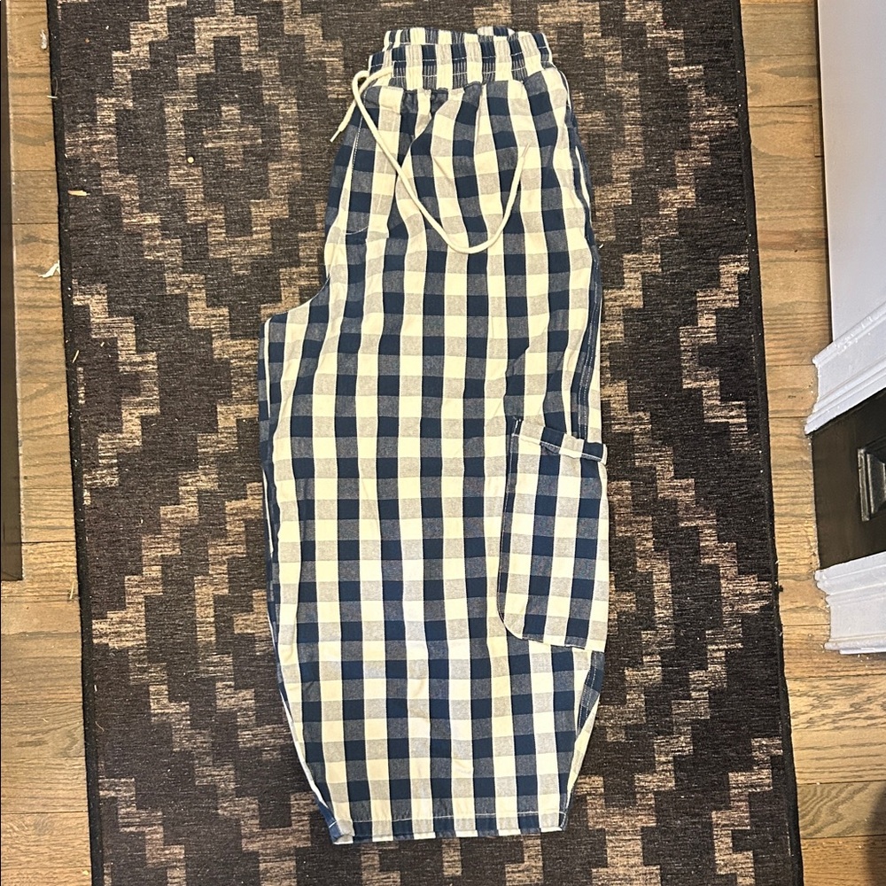 Blue and White Checkered Pants